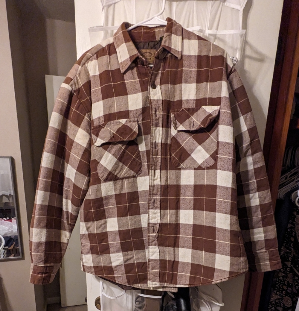 Brown and Cream Plaid Button-Up lined flannel